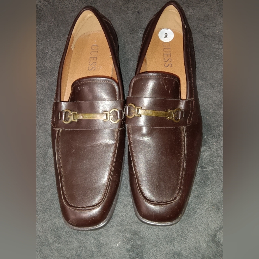 GUESS Men's Brown Haldie Square Toe Loafers